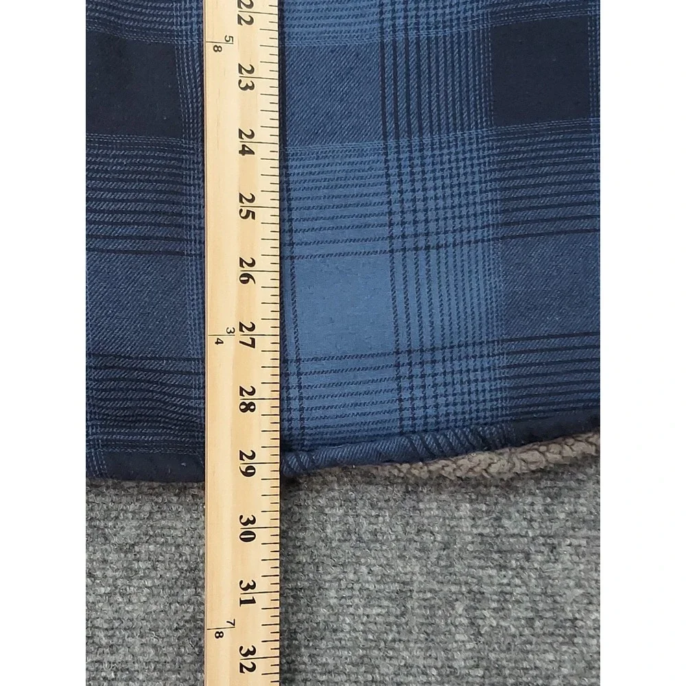 Wrangler Sherpa Lined Flannel Shirt Shacket Mens Medium Blue Plaid Button Front